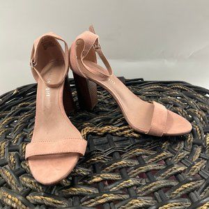 Madden Girl Women's Pink Bella Two-Piece Block Heel Sandals Blush Size 7.5 M